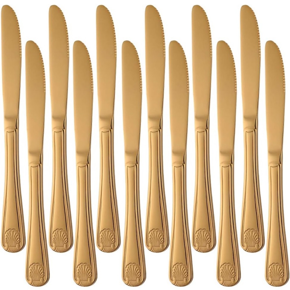 Dinner Table Knife Stainless Steel Shell Pattern Flatware Set Packโ of 12